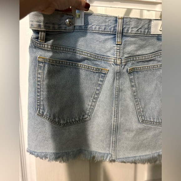 RE/DONE & PAM Mid Rise Wrap Jean Skirt Maliblue Size 27 - Picture 4 of 16
